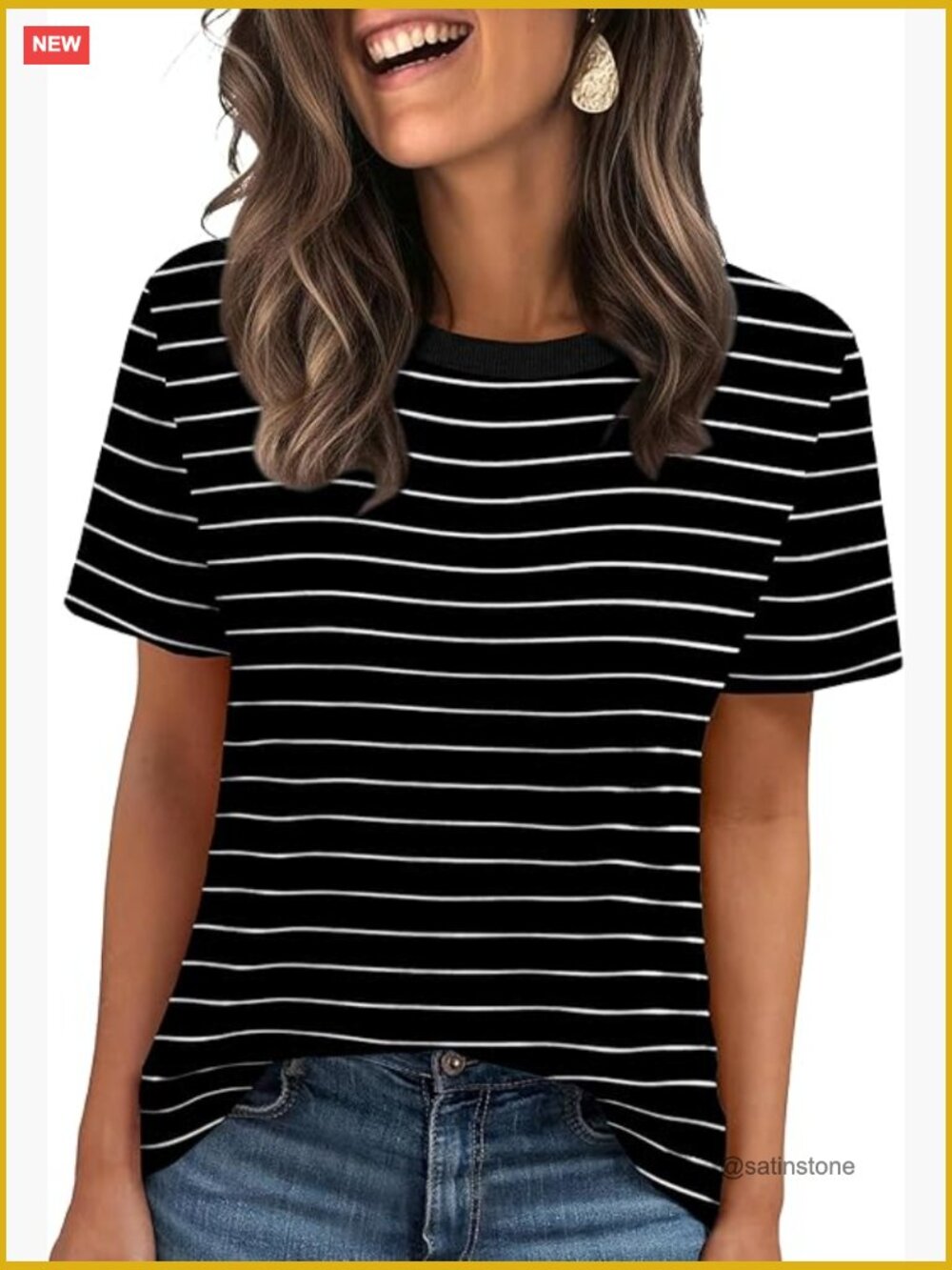 Women's Ribbed Crewneck Short Sleeve T-Shirt Summer Fashion Basic Tee